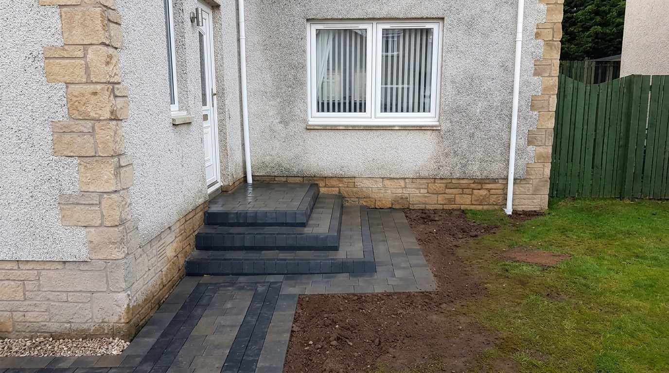 Paved walkway with steps